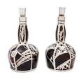 A Pair of Silver Overlay Glass Decanters
