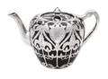 A Porcelain Silver Overlay Teapot
