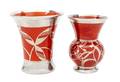 Two German Silver Overlay Porcelain Vases