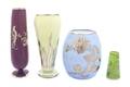 Four Silver Overlay Glass Vases