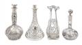 A Group of Four Silver Overlay Glass Articles