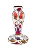 An Iridescent Silver Overlay Glass Vase likely Loetz