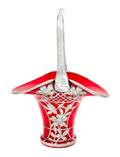 A Silver Overlay Glass Basket