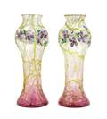 Two Austrian Iridescent Glass Vases